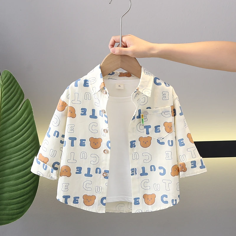 男童衬衫春秋装男宝宝夏季长袖衬衣婴儿童痞帅风上衣小童帅气外套