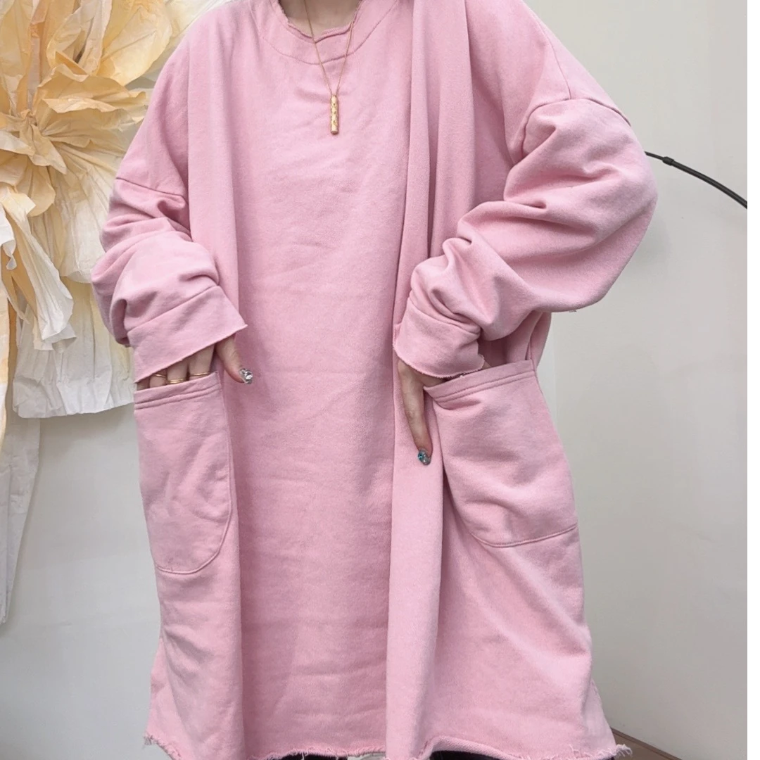 museguhui/木色古汇88289#圈棉大卫衣时尚休闲百搭复古中长款纯色