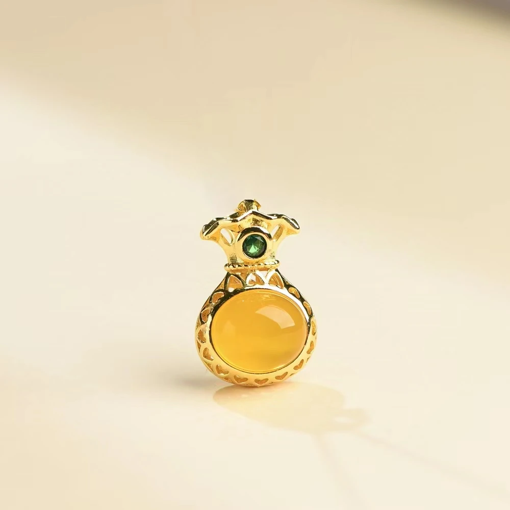 【李总专属】袋袋有福玉髓合金镶嵌吊坠BM-S054（赠合金链）