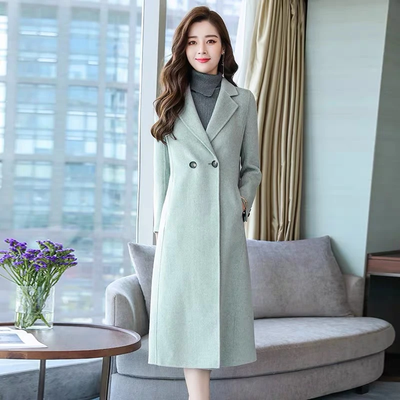 Z602，时尚2023秋冬新款修身气质羊毛轻奢高级中长款双面呢