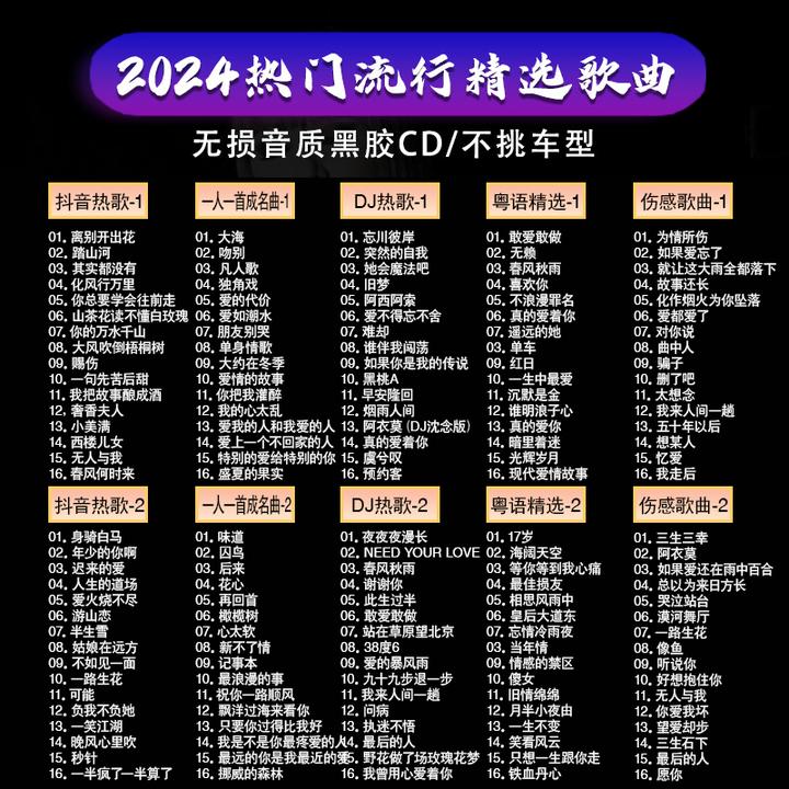 2024流行环绕CD碟片黑胶唱片无损高音质正版最火最新款歌曲经典歌