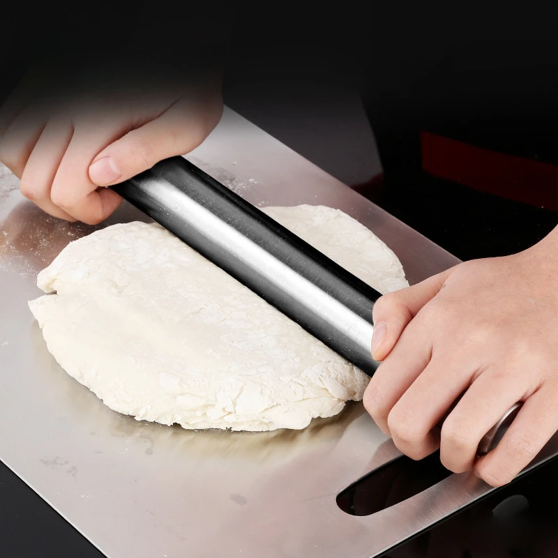 德国CUGF 擀面神器烘焙工具304不锈钢擀面杖实心擀饺子皮神器家用