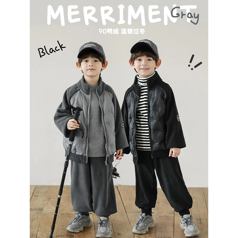 YOEHYAUL/幼悠【奇幻森林】冬一波黑色男童休闲保暖羽绒服 N5028