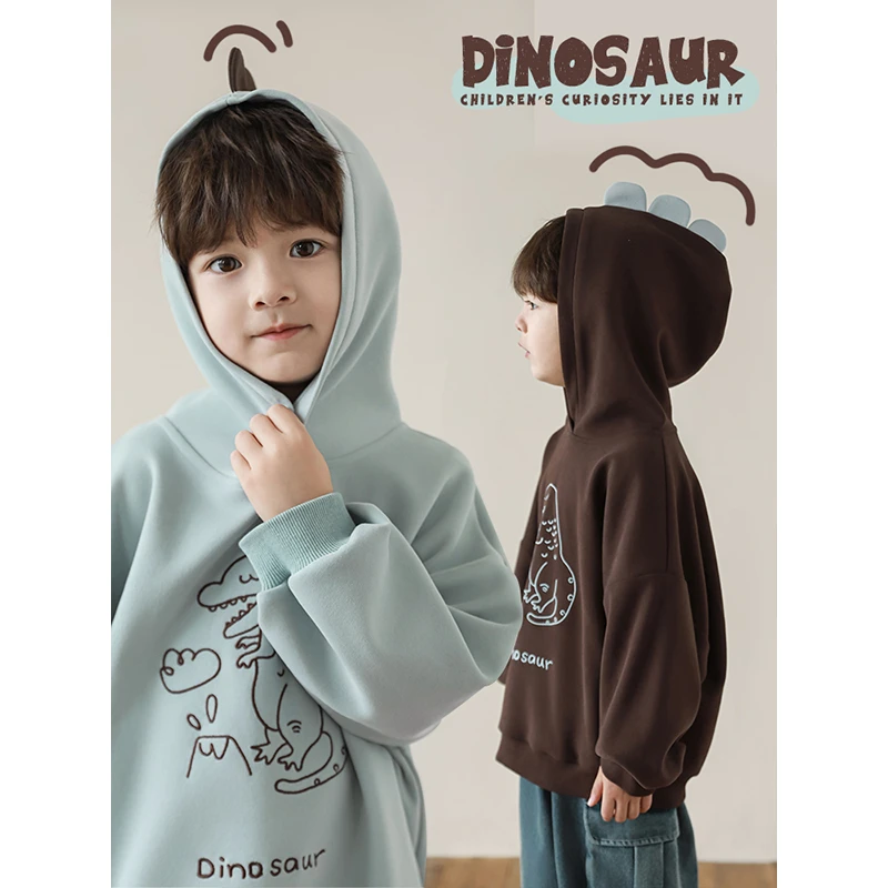 YOEHYAUL/幼悠【史前萌兽】秋三波男童潮流百搭休闲宽松卫衣  N5349