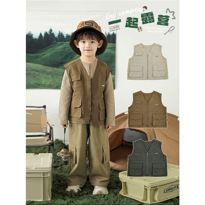 幼悠 男童 秋一波 儿童复古洋气休闲时尚松秋季马甲 淸 FN0065