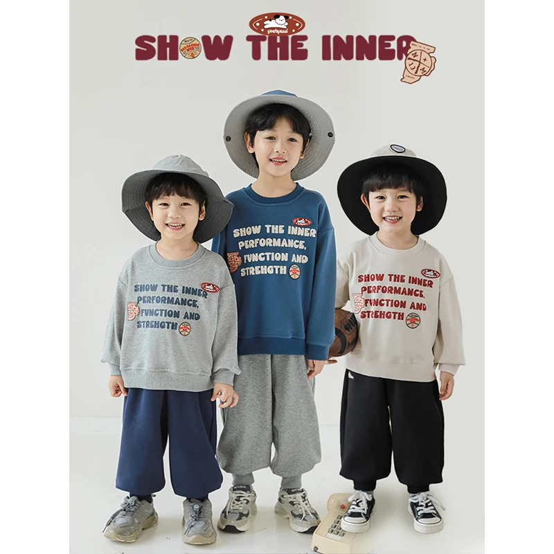 YOEHYAUL/幼悠【潮酷宽松】男童秋二波印花洋气长袖卫衣 淸 N5186