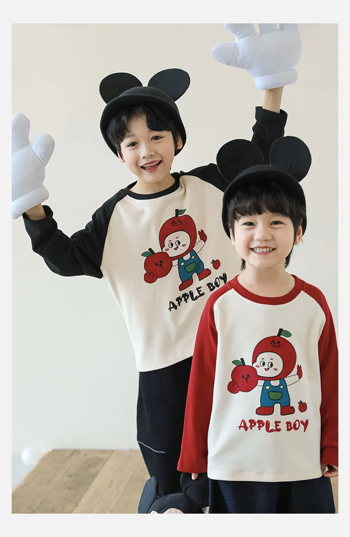 YOEHYAUL/幼悠【元气加州苹果园】秋三波男童长袖圆领T恤 淸 N5419