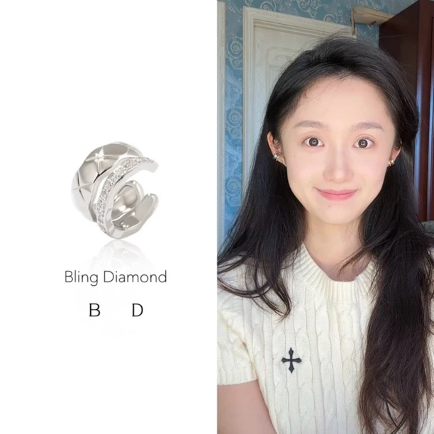 钛钢合成锆石耳饰 5号小香风秋季耳骨夹无耳洞耳夹时尚复古法式