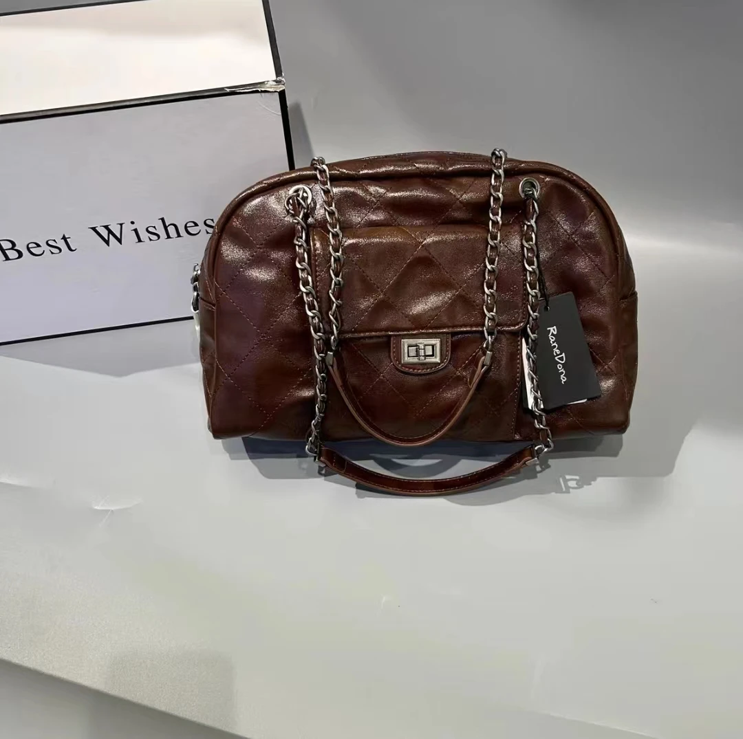 【嘉嘉甄选】XKY-62616 茶棕-轻奢新款百搭时尚气质简约小众包