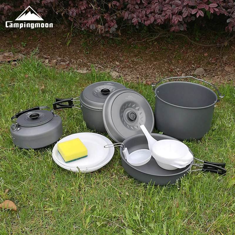 CAMPINGMOON【直播专属】柯曼户外7-8人露营装备便携餐具套锅锅具