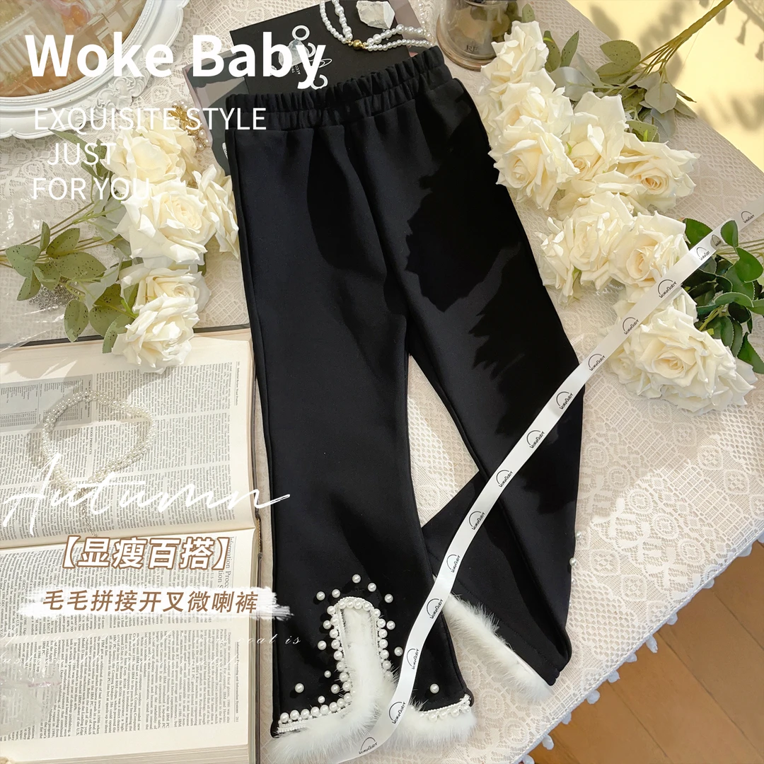 现货【梦中华尔兹】女童秋冬季牛仔裤2023时尚秋冬款休闲裤子 V7508