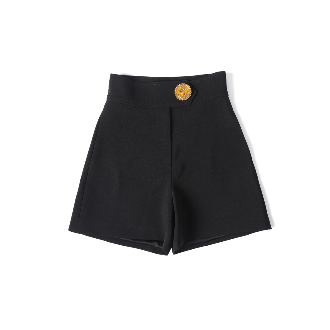 0078女装裤子短裤时尚百搭黑色秋冬高腰夏季女士高级气质优雅短裤