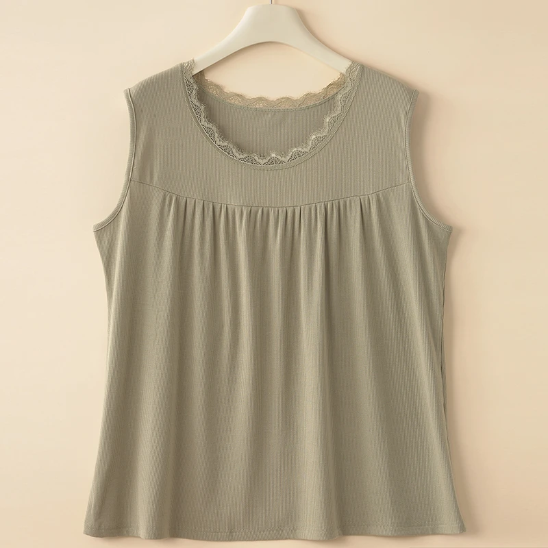 中老年人加肥大码女士背心打底圆领宽松薄款夏季妈妈无袖吊带外穿