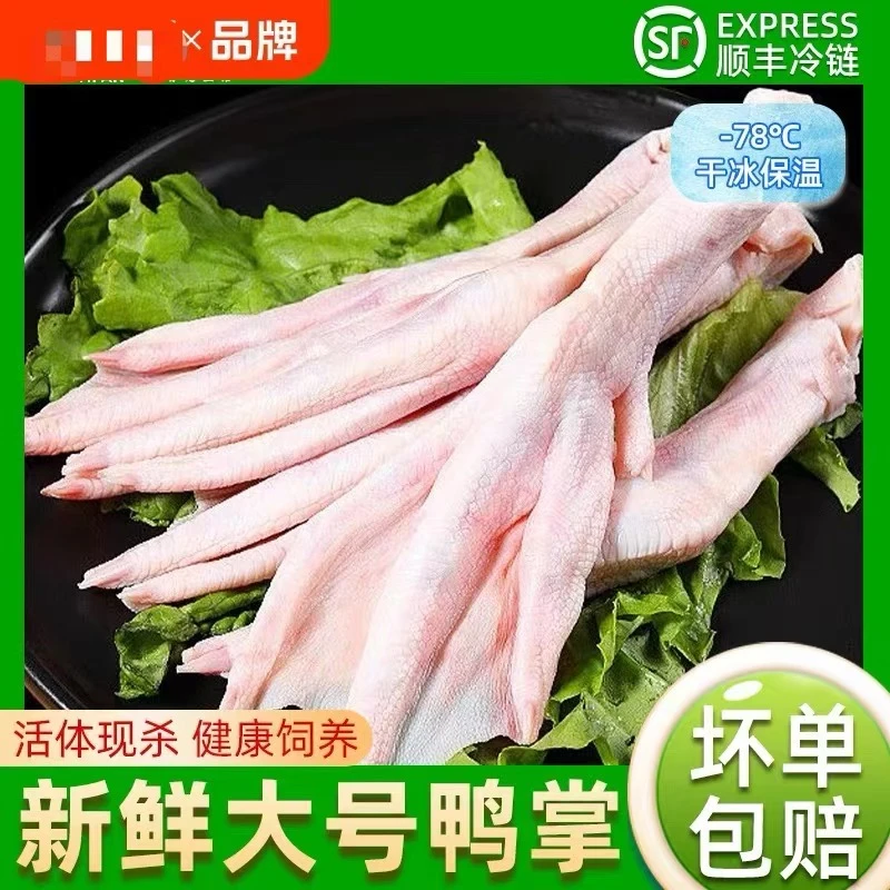 鸭掌生鲜大号 新鲜鸭爪冷冻批发 鸭脚生冷冻 带皮鸭爪生鲜商用