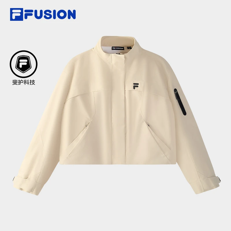 【防水防污】FILA斐乐春秋季短款梭织上衣女款长袖外套T11W441705F