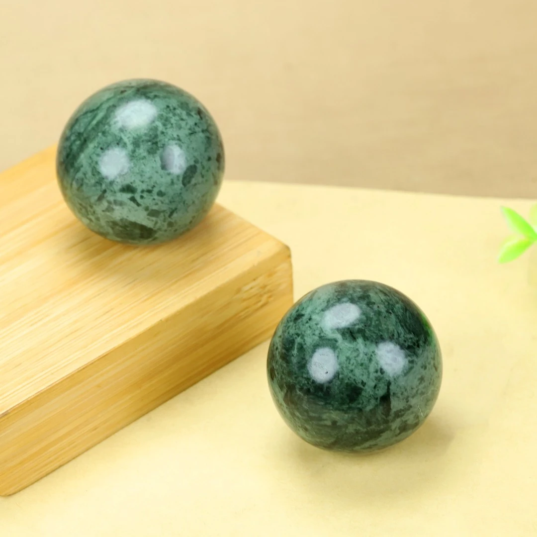 西藏 药王石玉 卡40mm一对 把玩手球时尚经典