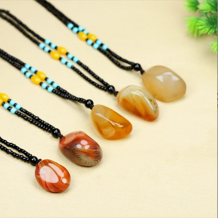 新粉福利 夏季爆款 多彩  缠丝玛瑙 毛衣链 天然纹路