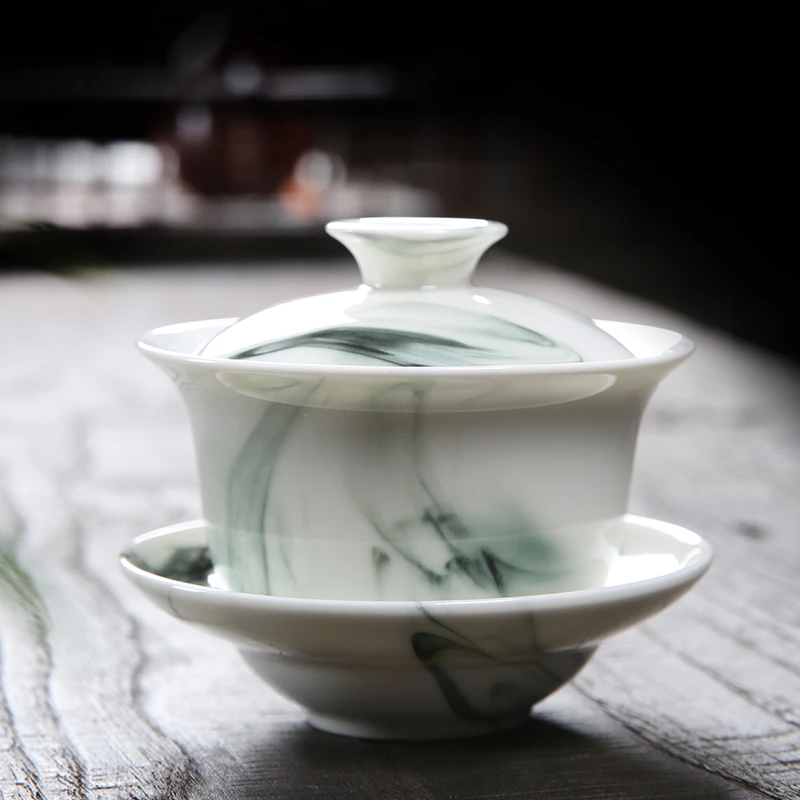 盖碗茶杯特大号超大陶瓷功夫茶具泡茶三才碗不烫手小号100ml单个