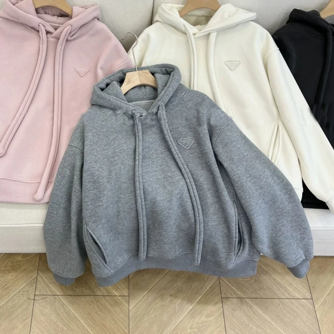 루루가− 东大门韩国egg家慵懒风时尚连帽加绒加厚卫衣2024冬季卫衣