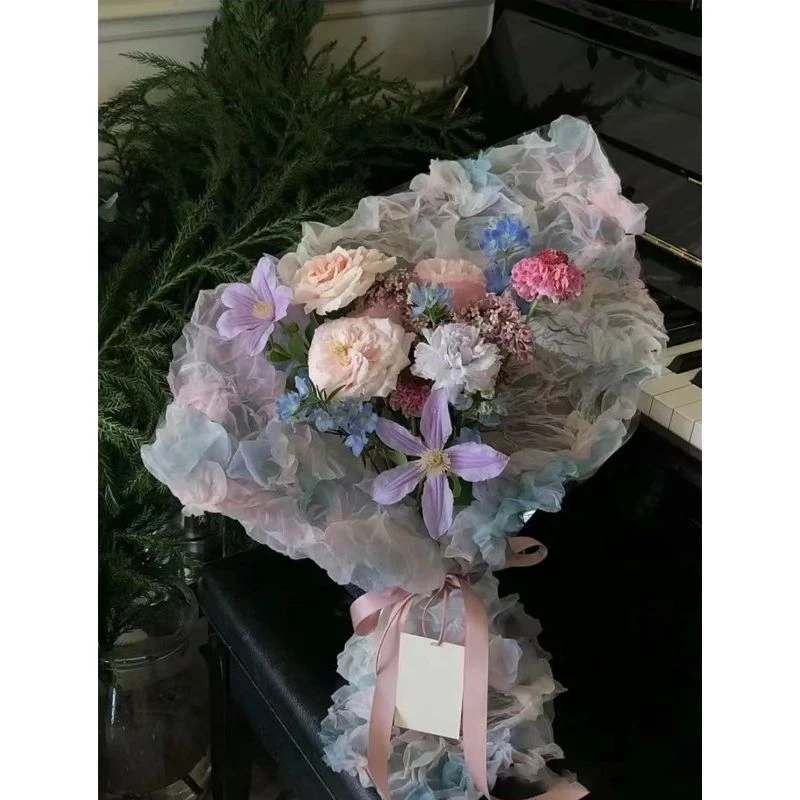手心尚爱晕染欧根纱 梦幻彩色欧根纱花艺包花diy材料