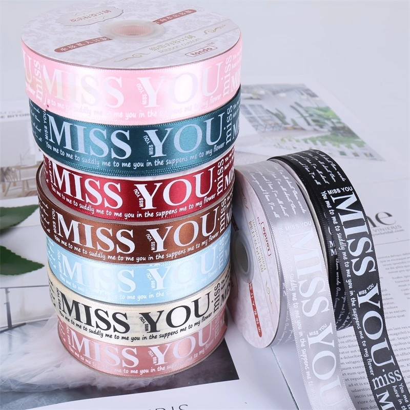 【绿萝】  初恋-MISS YOU英文丝带花艺礼盒蛋糕彩带绸带