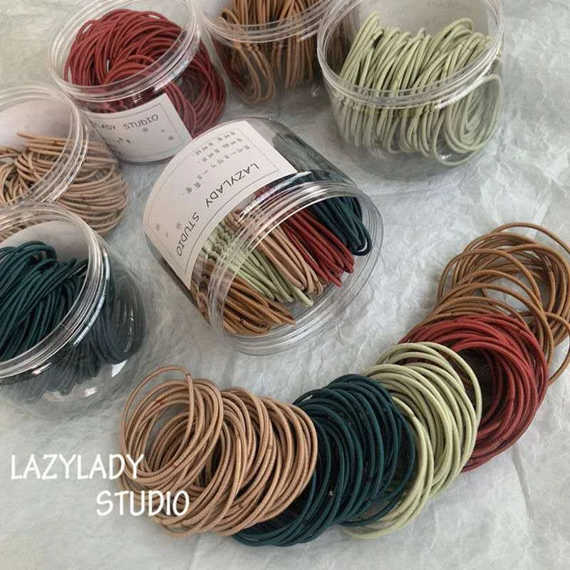 百搭扎头发橡皮筋细款发圈简约学生头绳绑头发皮套女网红黑色发绳