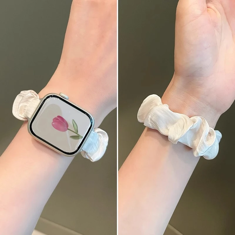 适用苹果iwatch9手表表带新款applewatchS8珠光发圈弹力7654代SE