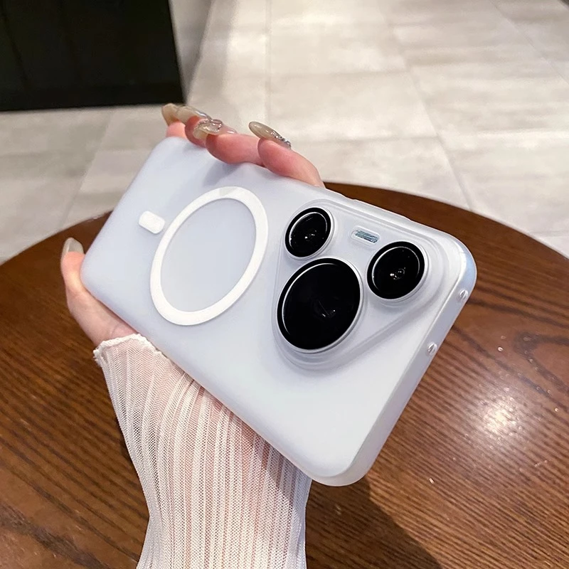 适用于华为pura70手机壳新款超薄磨砂透明p70pro+镜头膜无线磁吸