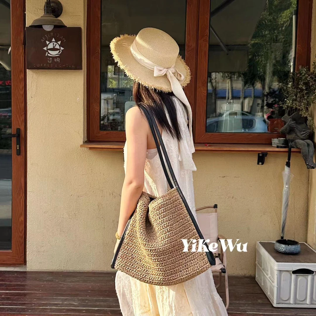 【宝塔糖】夏季时尚休闲慵懒编织包包日韩风小众镂空百搭单肩草编包