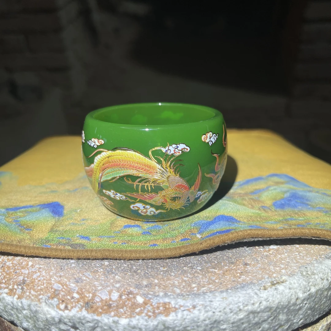 【闪购商品】高端手工陶瓷帝王绿琉璃龙凤戏珠（无礼盒）瓷器 品茗杯