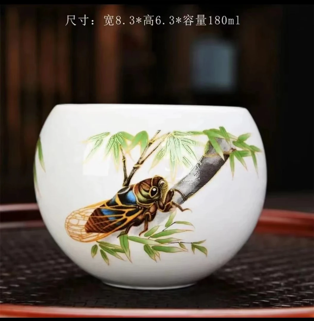功夫茶杯一鸣惊人蛋杯高档茶器新中式主人杯茶杯建盏精致羊脂玉瓷