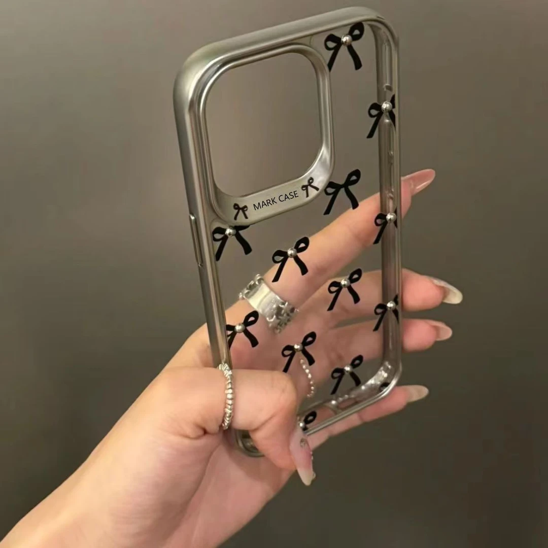 韩系珍珠蝴蝶结适用iPhone15/14手机壳苹果13promax女12防摔11/xs