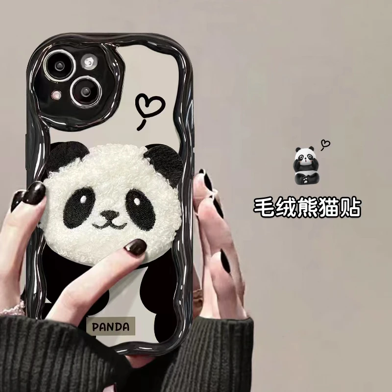 适用于苹果华为OPPO/VIVO奶油纹熊猫公仔IQOO小米一加手机壳真我