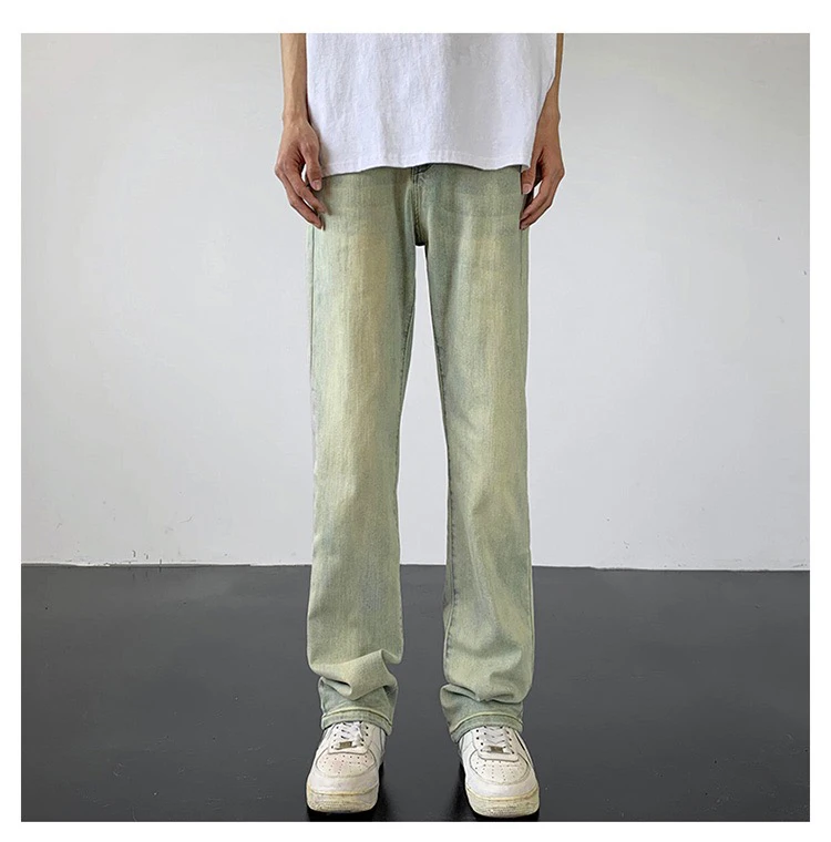 牛仔裤男秋冬加厚美式重磅黑色直筒裤子潮牌微喇高街百搭休闲长裤