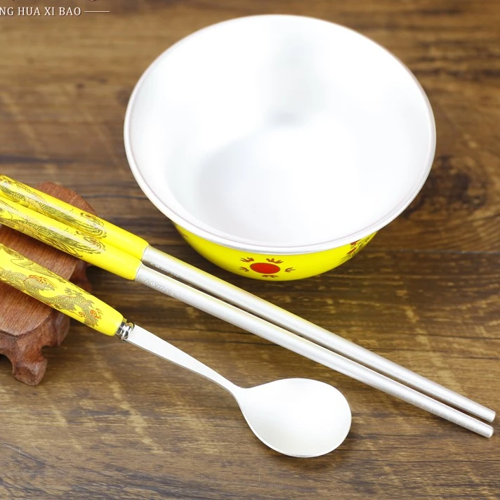 足银陶瓷银制品 纯银999银碗套装福字龙凤陶瓷银碗碗筷勺银餐具