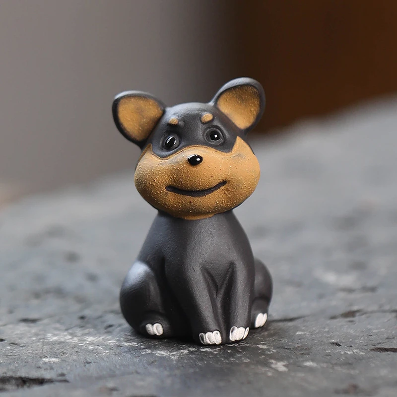 紫砂茶宠小狗摆件创意手工茶道件旺财生肖蜜蜂狗茶具配件装饰可爱