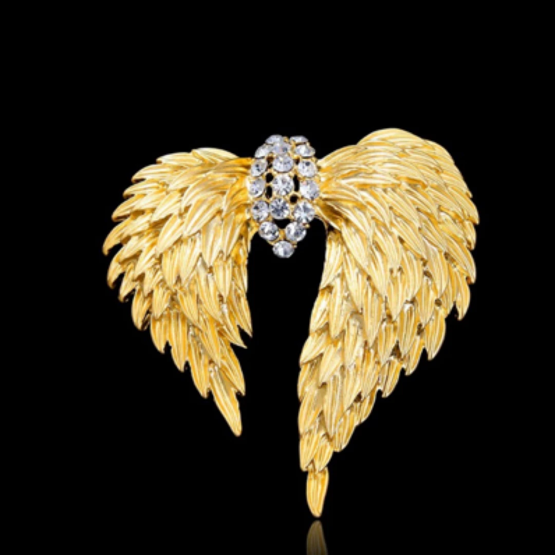 铜合金胸针 欧美宫廷风金色翅膀胸针高档奢华天使之胸花外套配饰