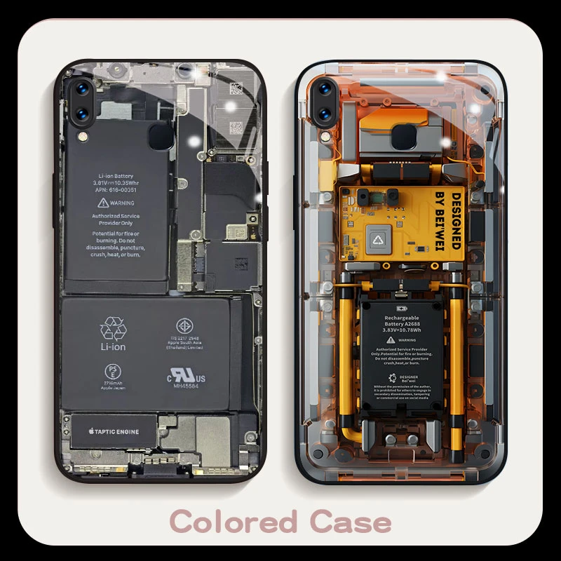 适用于vivoY93带指纹新款手机壳国潮电路板保护壳防摔钢化玻璃