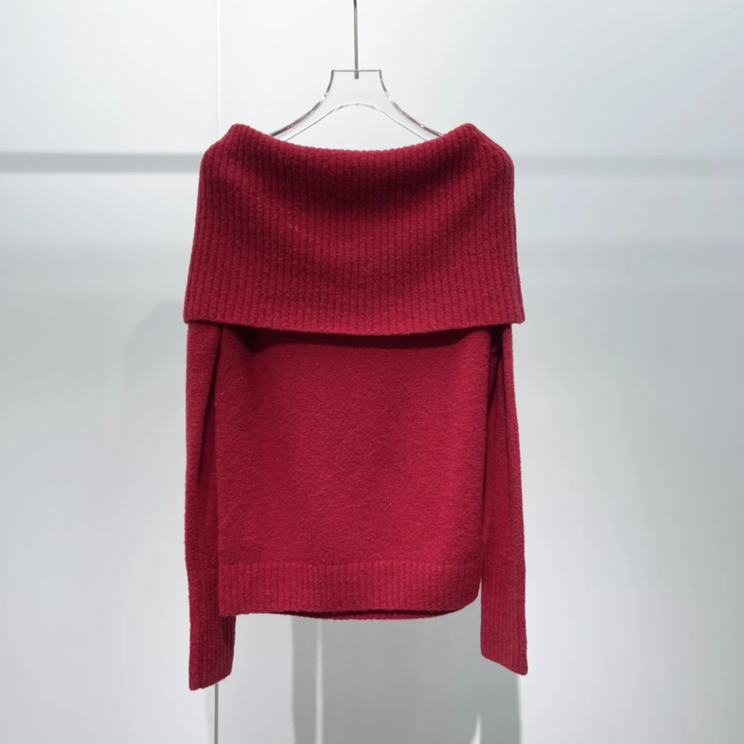 春季艾家一字肩针织毛衣8077