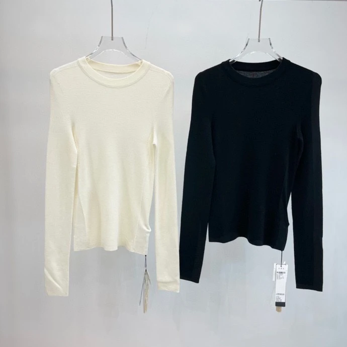 秋季艾家同款纯色圆领毛衫打底上衣 8089