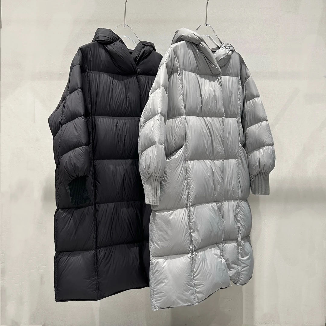 冬季艾家同款连帽休闲加厚长款白鸭绒外套0030