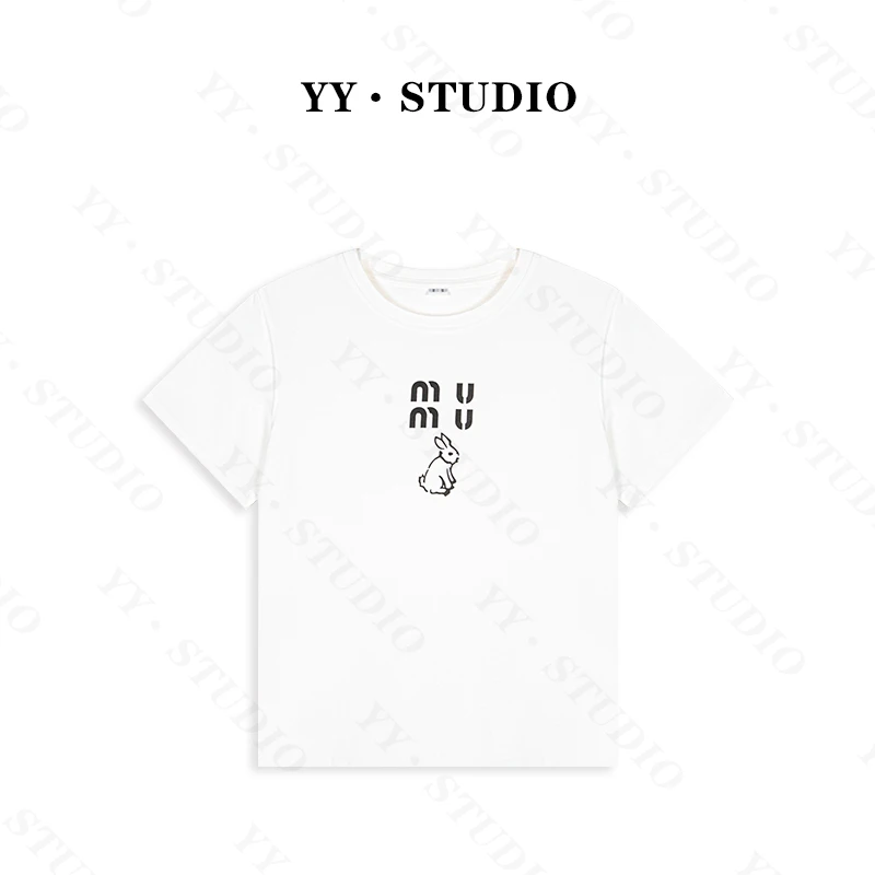 【YANYAN】【小兔子】（植绒工艺）夏季百搭人像短袖T恤上衣YY-9285
