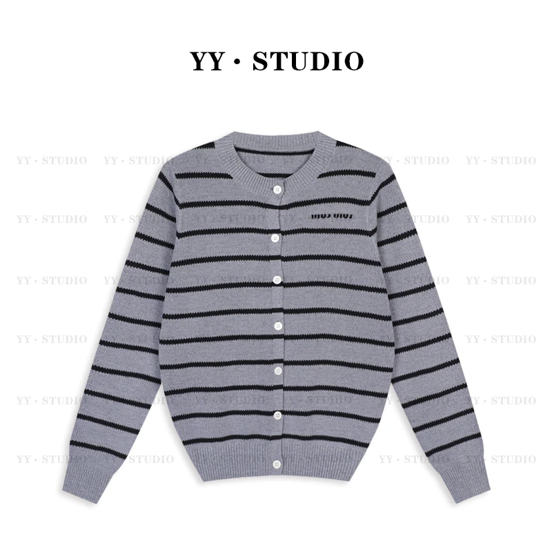 【YANYAN】早秋新款刺绣条纹针织开衫长袖YY-5106