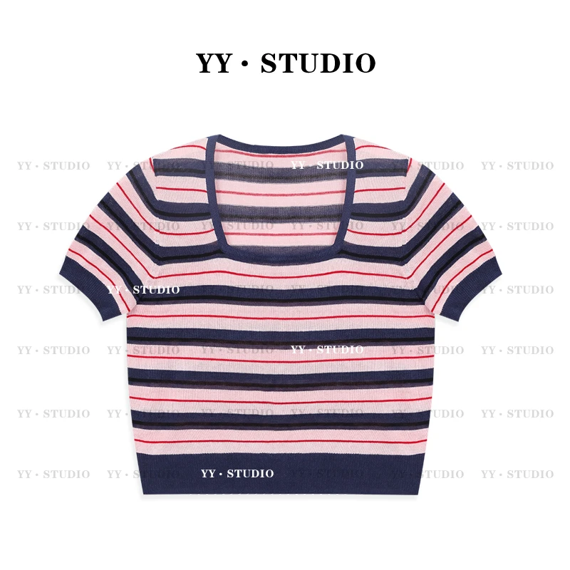 【YANYAN】夏季条纹薄款时尚针织短袖上衣YY-6982