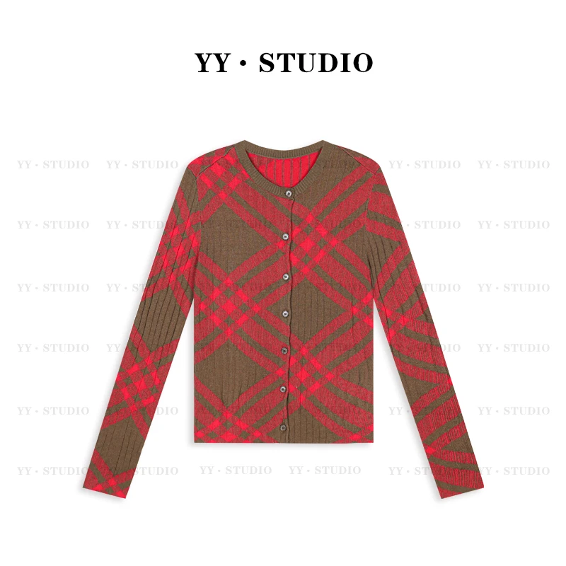 【YANYAN】早秋款格子针织衫长袖YY-1958