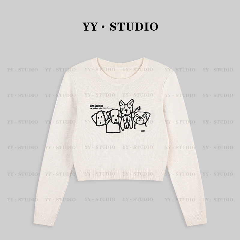 【YANYAN】早秋款植绒五只小狗针织衫长袖YY-5320