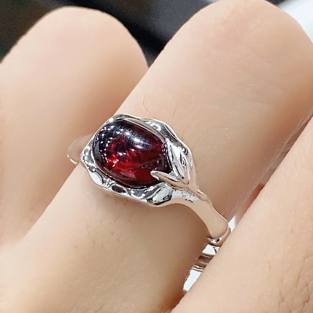 个性重工异形竹节竹叶琥珀戒指