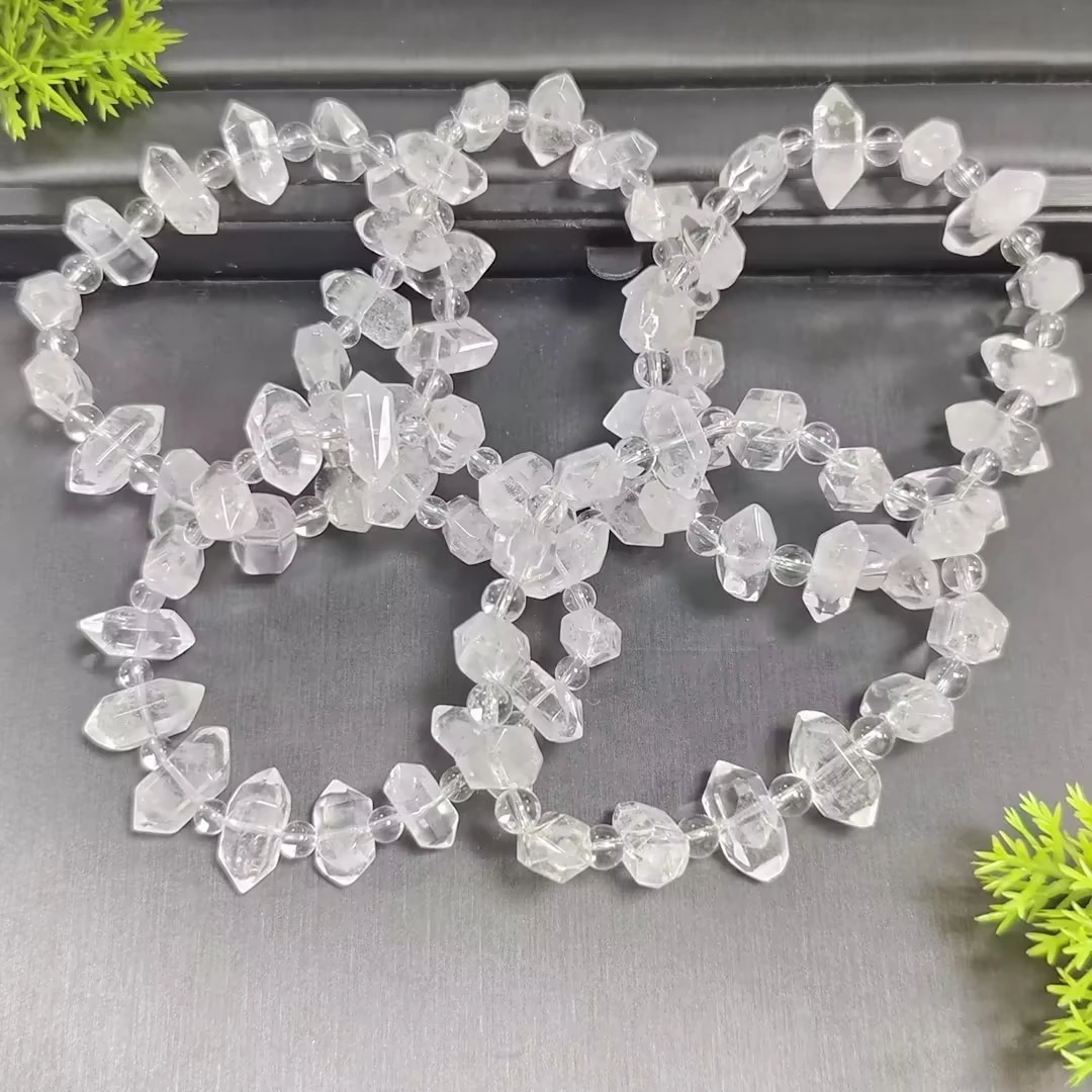 【嘉一珠宝】天然幽灵水晶白幽灵双尖手串（多样性发其一）AG1747