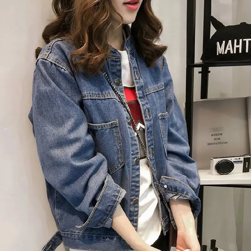 圆领牛仔外套女春秋2025新款大码胖MM宽松显瘦休闲百搭时尚上衣潮