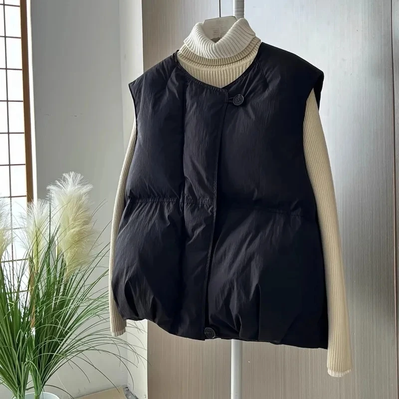羽绒棉服马甲女外搭短款背心秋冬新款宽松百搭气质欧货坎肩马夹